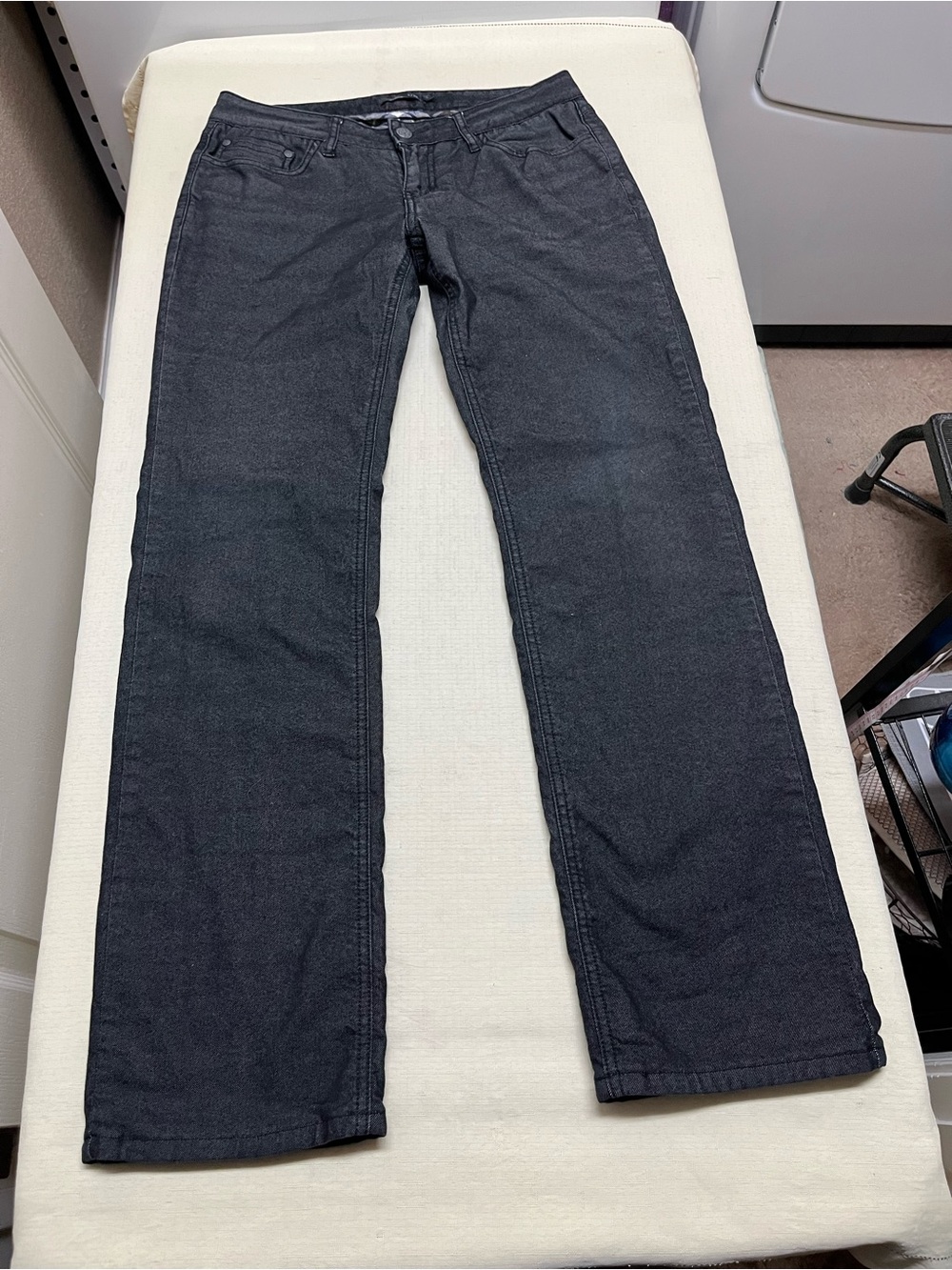 Prana size 6/28w charcoal flannel lined boyfriend jean pants - Picture 3 of 15